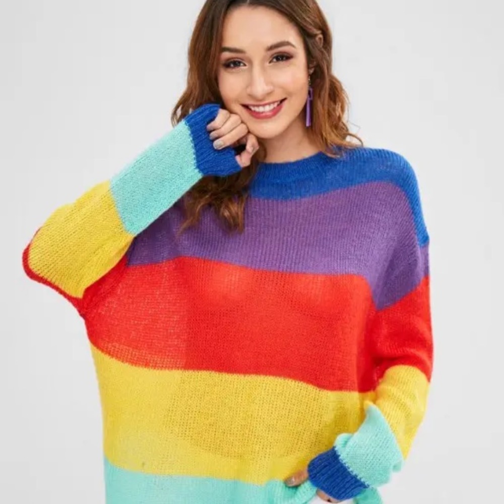 ZAFUL, rainbow sweater. One size (oversized)
